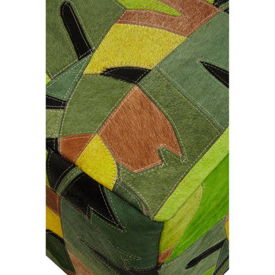 Safira Botanical Leather Pouffe - Image 9