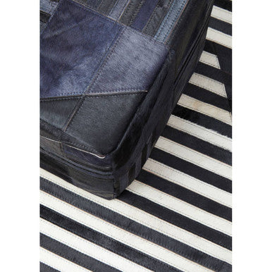 Bosie Safira Black And Grey Deco Hair on Leather Pouffe - Image 6