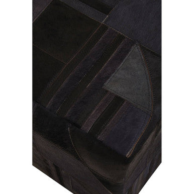 Bosie Safira Black And Grey Deco Hair on Leather Pouffe - Image 8