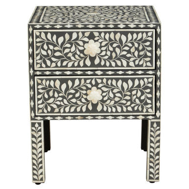 Fusion 2 Drawer Side Table with Bone Inlay - Image 5