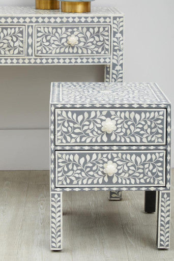 Fusion 2 Drawer Side Table with Bone Inlay - Image 7