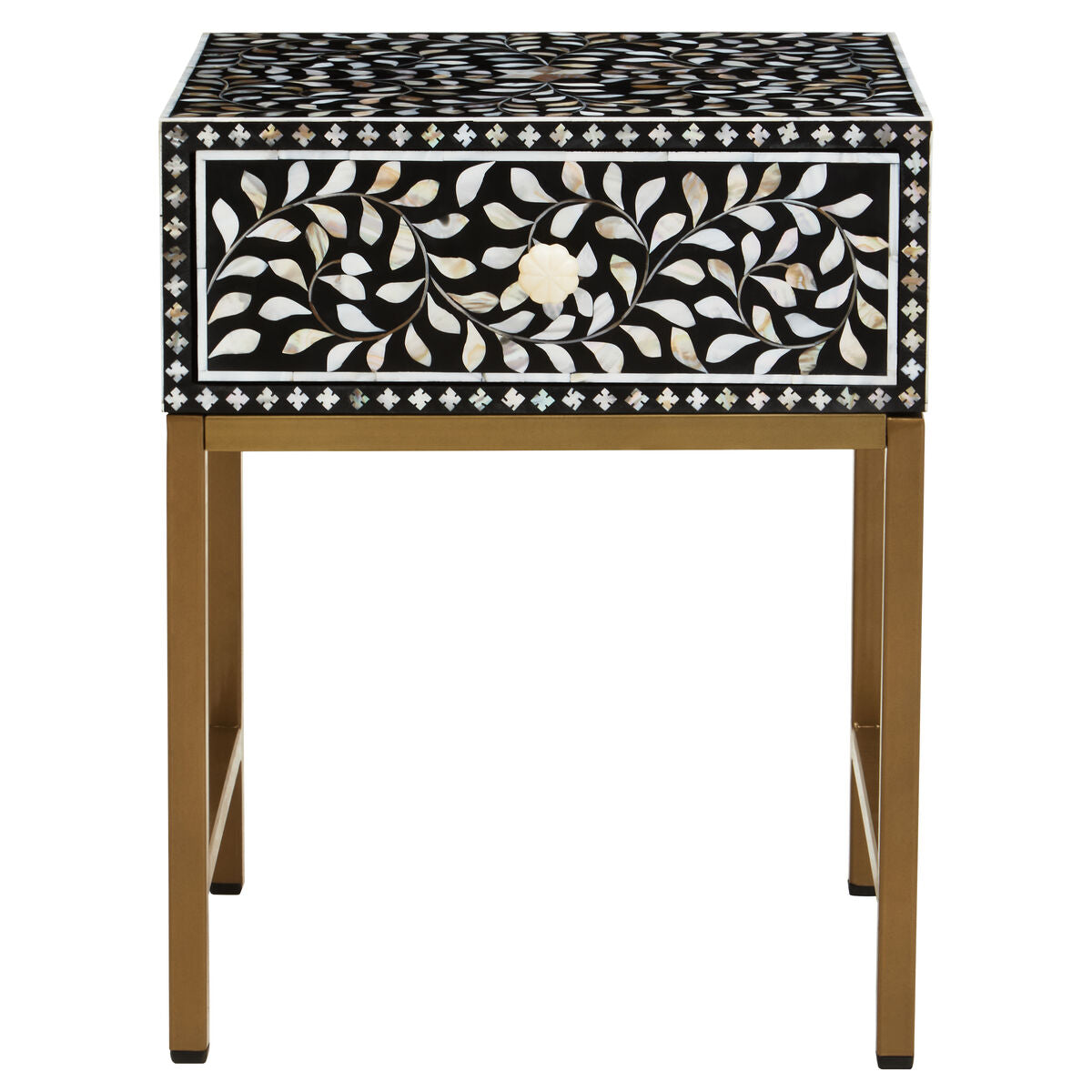 Fusion 1 Drawer Side Table with Bone Inlay