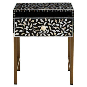 Fusion 1 Drawer Side Table with Bone Inlay