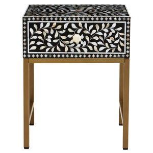Fusion 1 Drawer Side Table with Bone Inlay