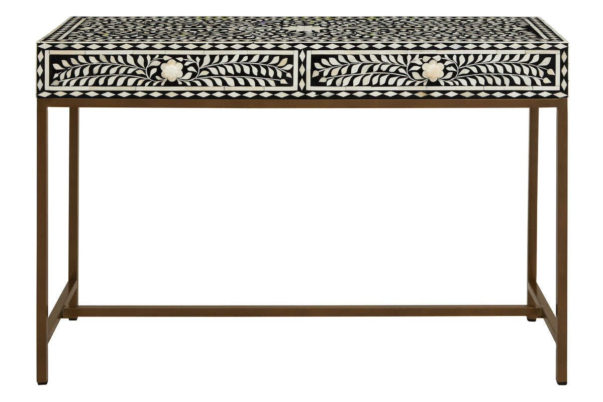 Fusion Console Table With Gold Finish Legs
