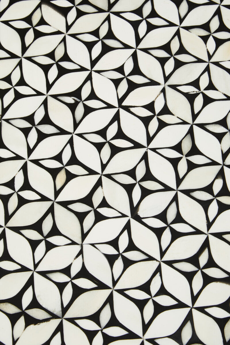 Fusion Bone Inlay Round Side Table with Gold Base