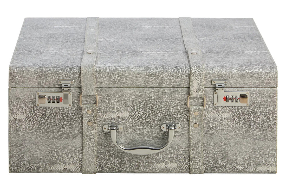 Cardona Set Of Three Grey Shagreen Effect Storage Trunks