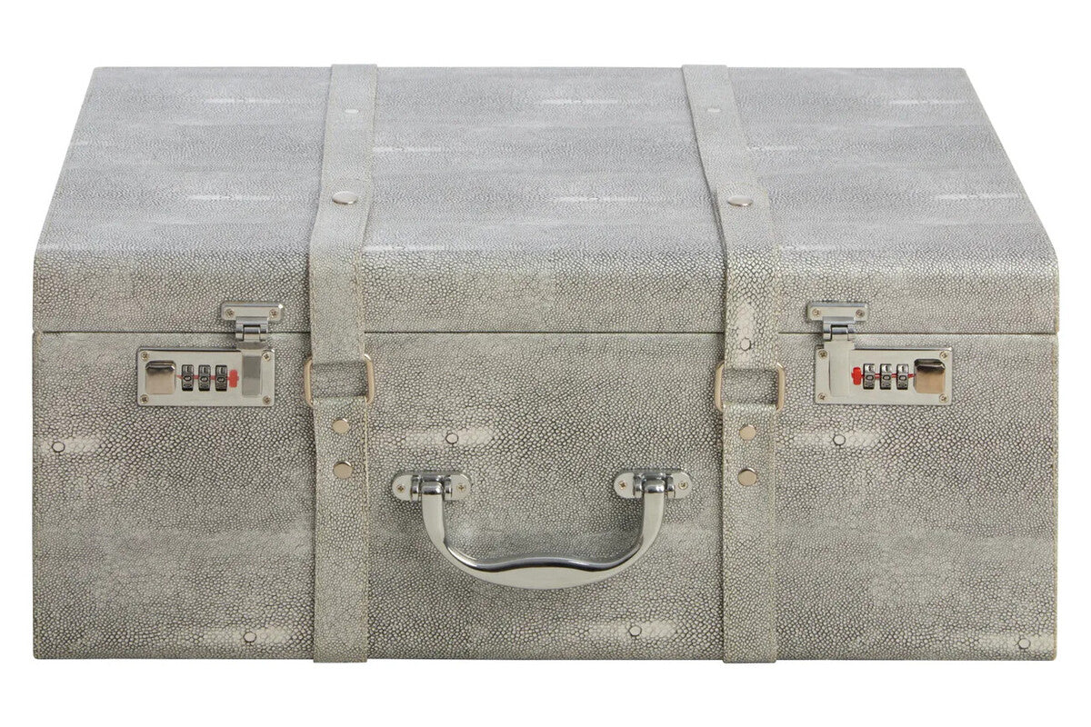 Cardona Set Of Three Grey Shagreen Effect Storage Trunks