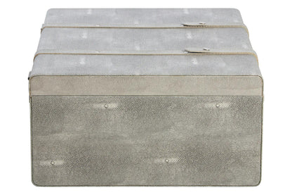 Cardona Set Of Three Grey Shagreen Effect Storage Trunks