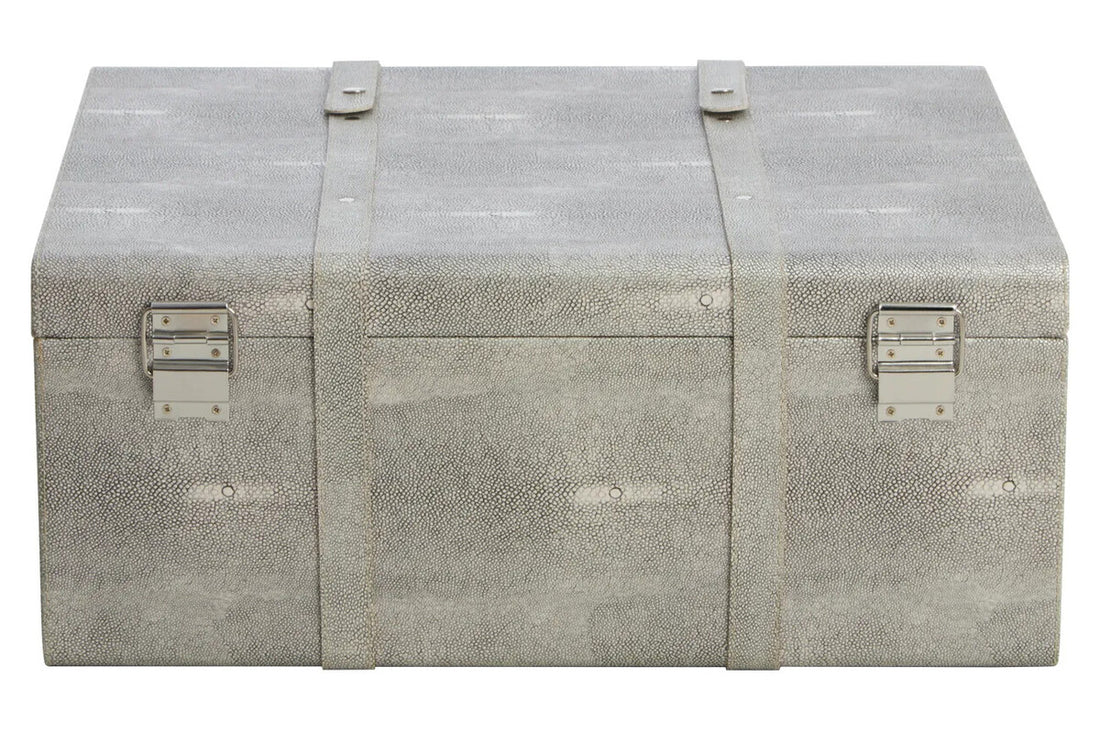 Cardona Set Of Three Grey Shagreen Effect Storage Trunks