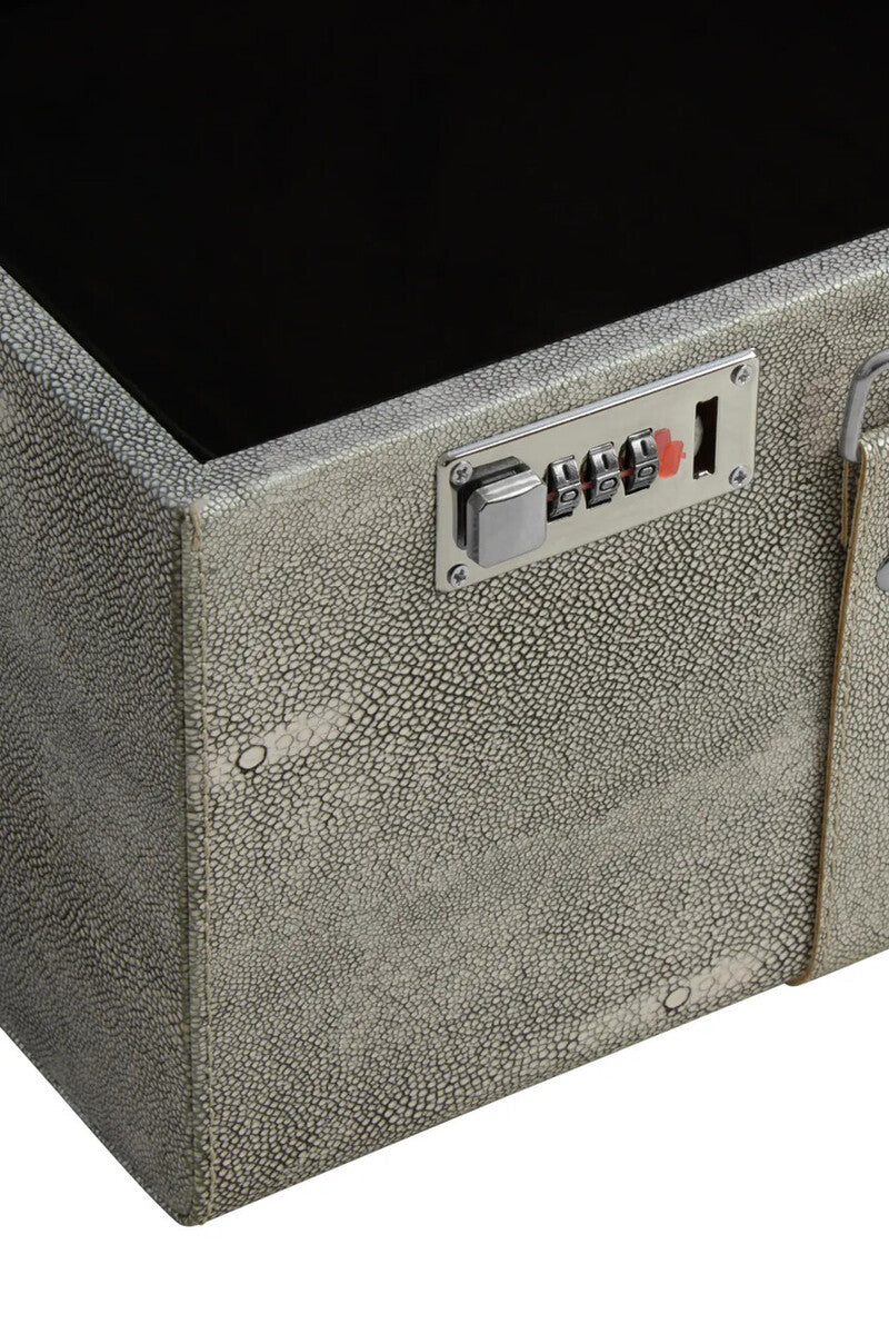 Cardona Set Of Three Grey Shagreen Effect Storage Trunks