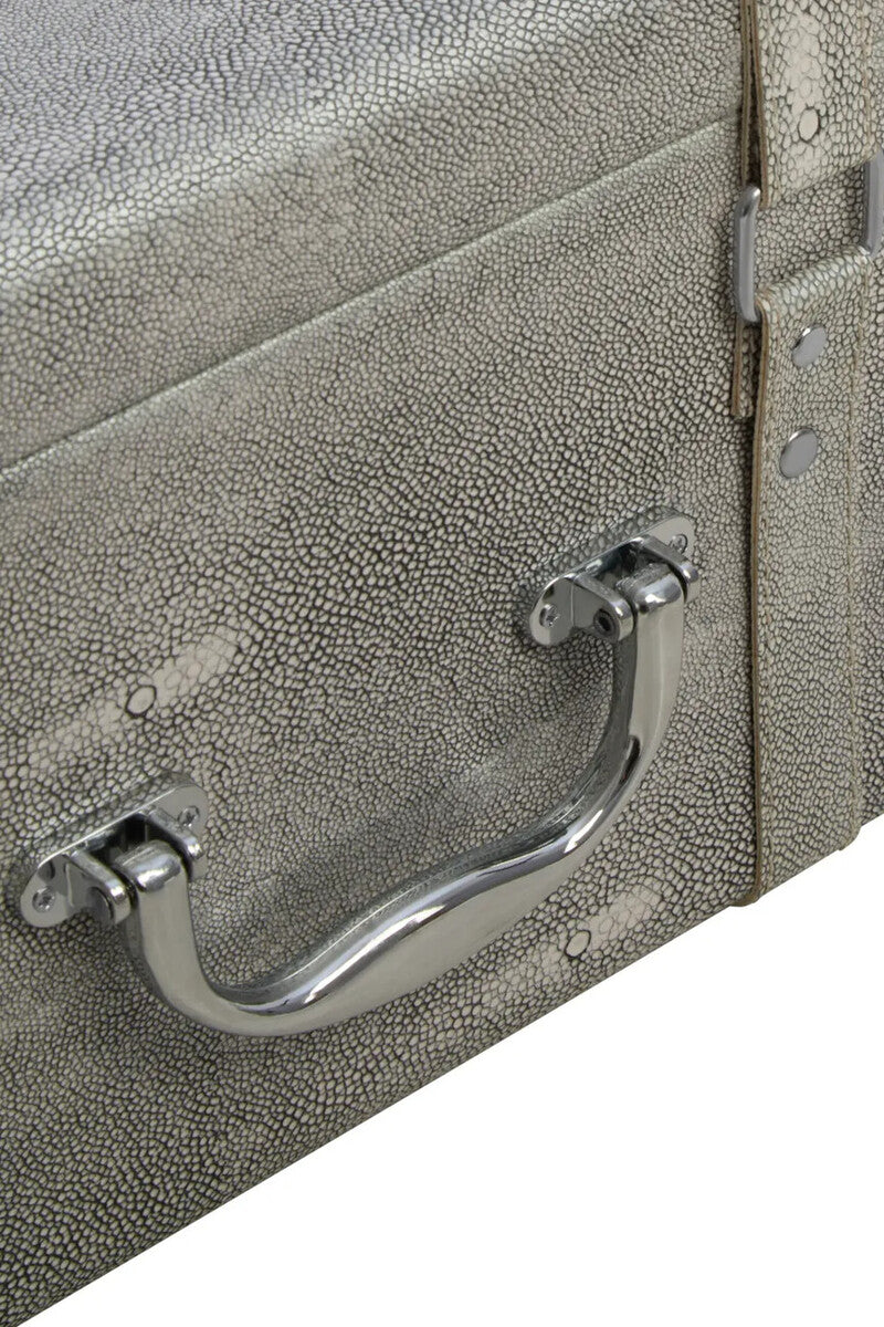 Cardona Set Of Three Grey Shagreen Effect Storage Trunks