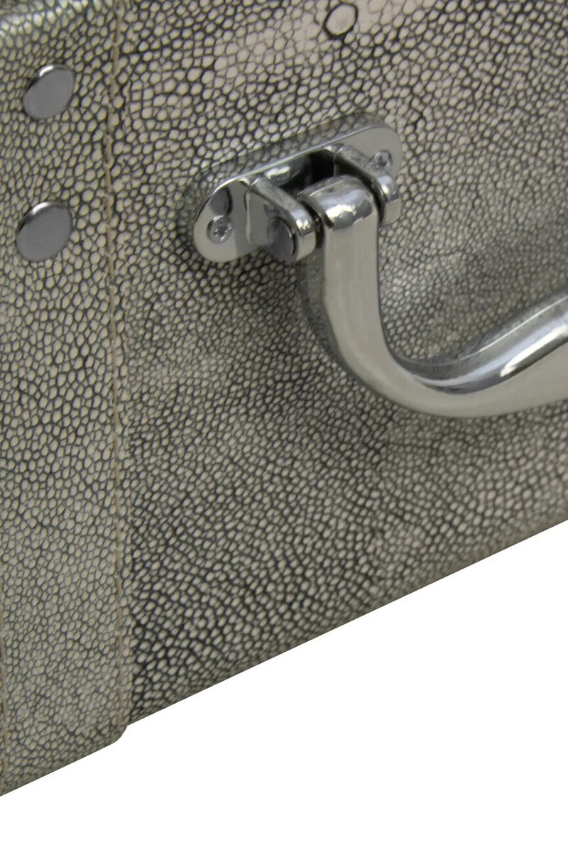 Cardona Set Of Three Grey Shagreen Effect Storage Trunks