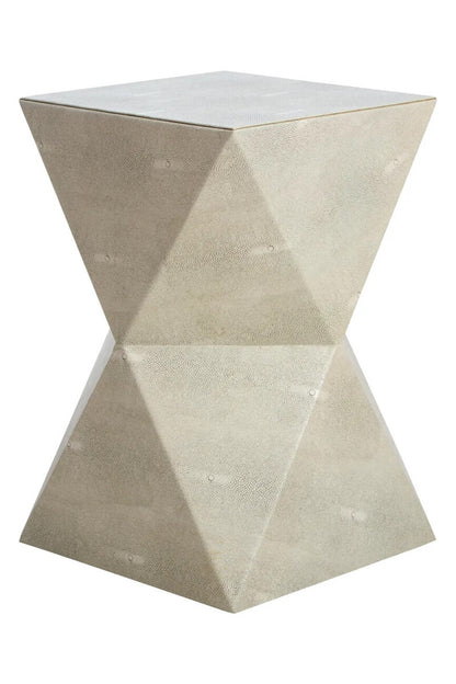 Grey Shagreen Effect Square Side Table with Geometric Design, Cardona