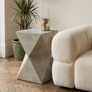 Cardona Grey Shagreen Effect Square Side Table