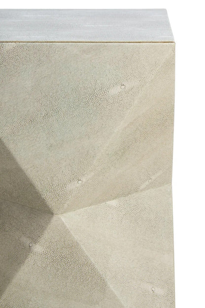 Grey Shagreen Effect Square Side Table with Geometric Design, Cardona