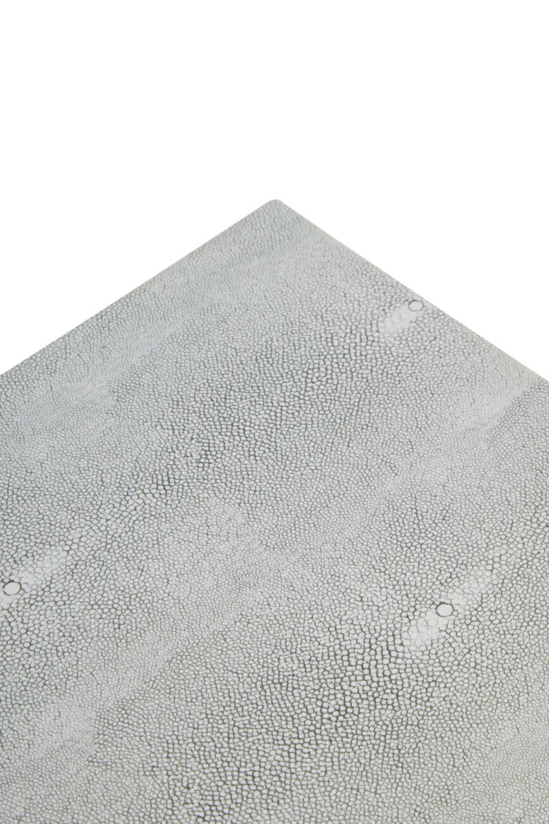 Grey Shagreen Effect Square Side Table with Geometric Design, Cardona