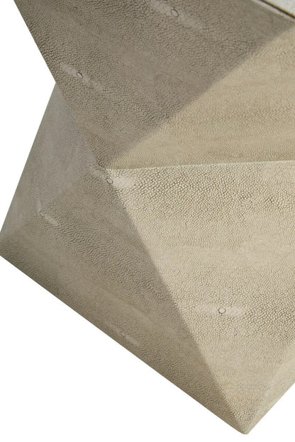 Grey Shagreen Effect Square Side Table with Geometric Design, Cardona