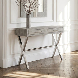 Cardona Grey Shagreen Effect 2 Drawer Console Table