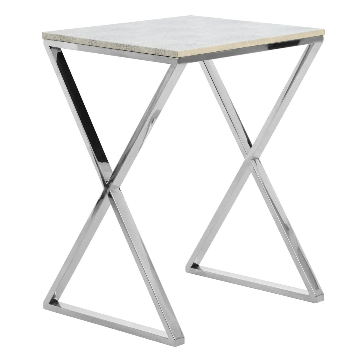Nest of Three Grey Shagreen Effect Tables with Stainless Steel Frame, Cardona