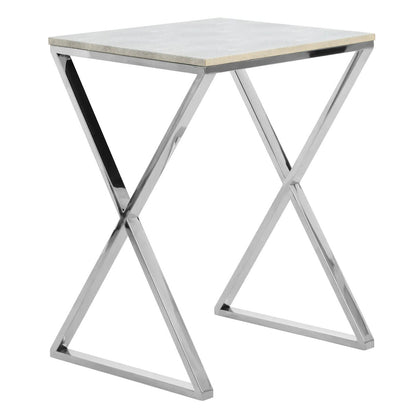 Nest of Three Grey Shagreen Effect Tables with Stainless Steel Frame, Cardona