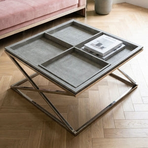 Cardona Grey Shagreen Effect Tray Coffee Table