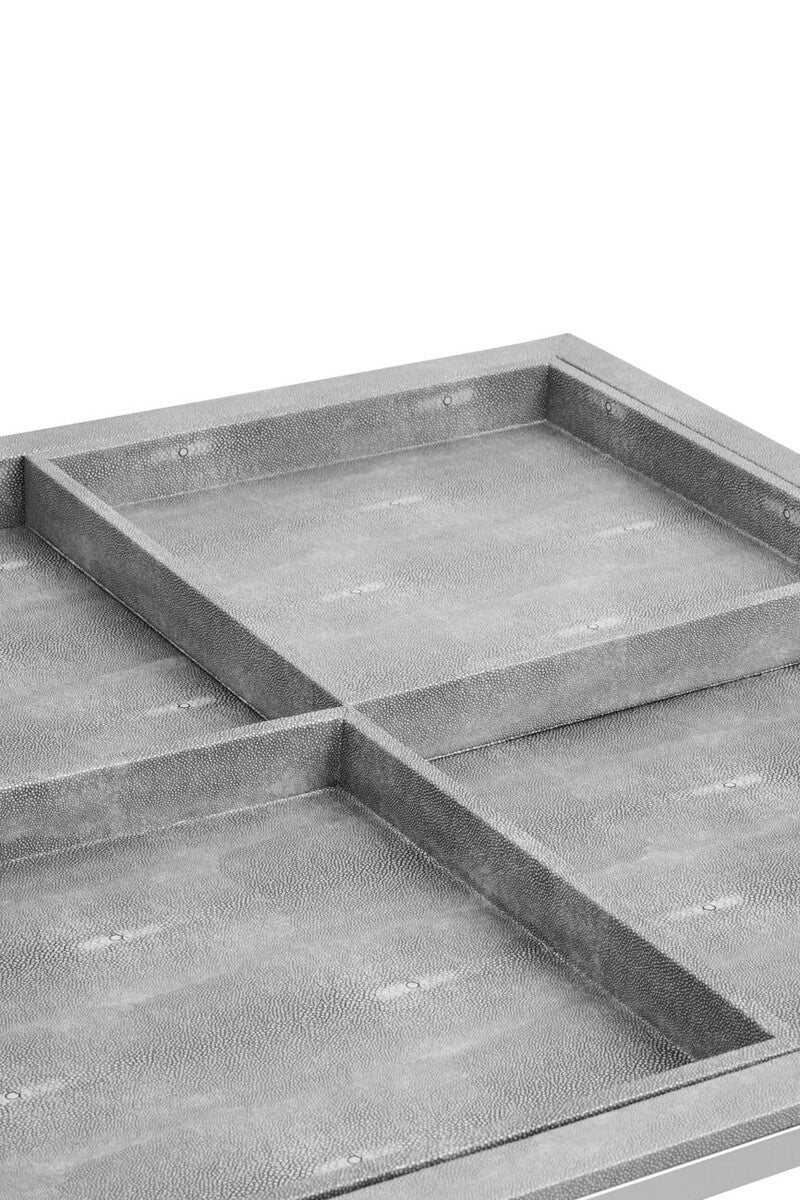 Grey Shagreen Effect Tray Coffee Table with Cross Frame, Cardona