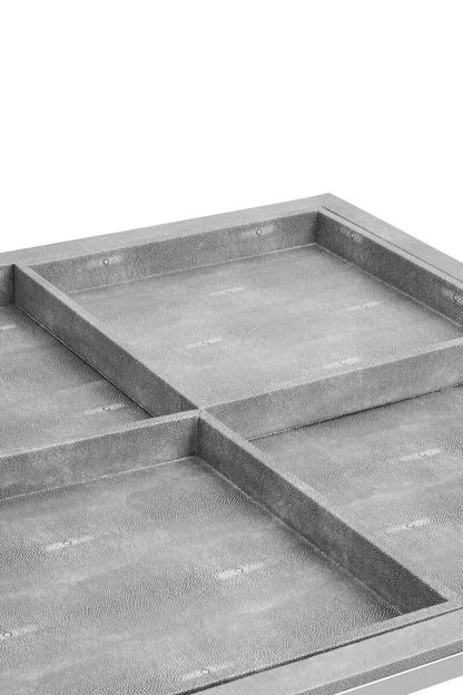 Grey Shagreen Effect Tray Coffee Table with Cross Frame, Cardona