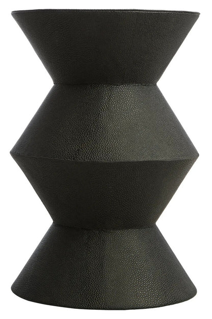 Black Shagreen Effect Round Side Table, Cardona