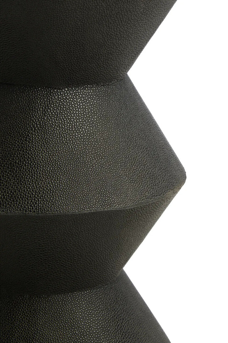 Black Shagreen Effect Round Side Table, Cardona
