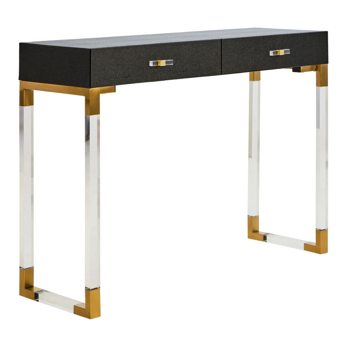 Black Shagreen Effect 2 Drawer Console Table, Cardona