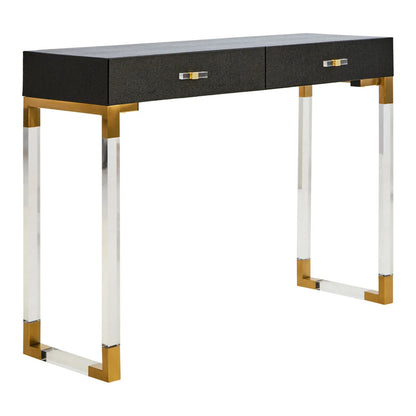 Black Shagreen Effect 2 Drawer Console Table, Cardona
