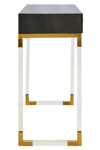 Black Shagreen Effect 2 Drawer Console Table, Cardona