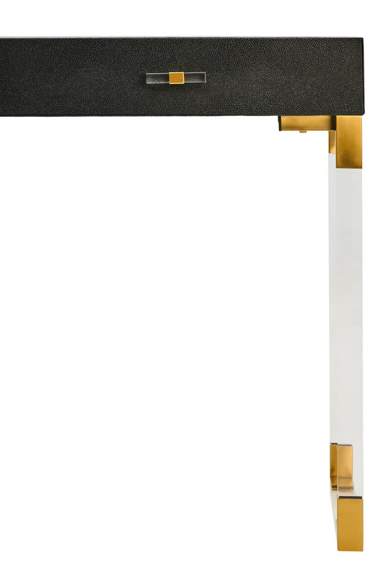 Black Shagreen Effect 2 Drawer Console Table, Cardona
