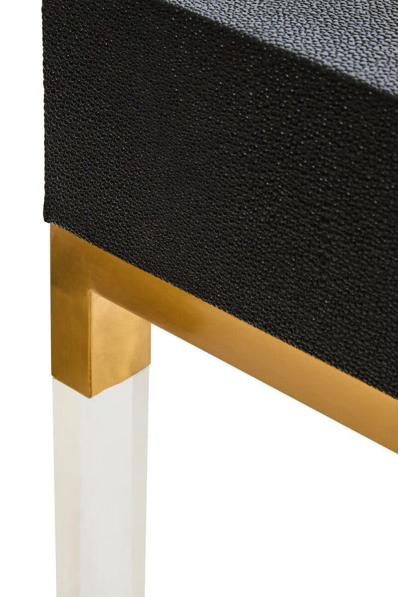 Black Shagreen Effect 2 Drawer Console Table, Cardona