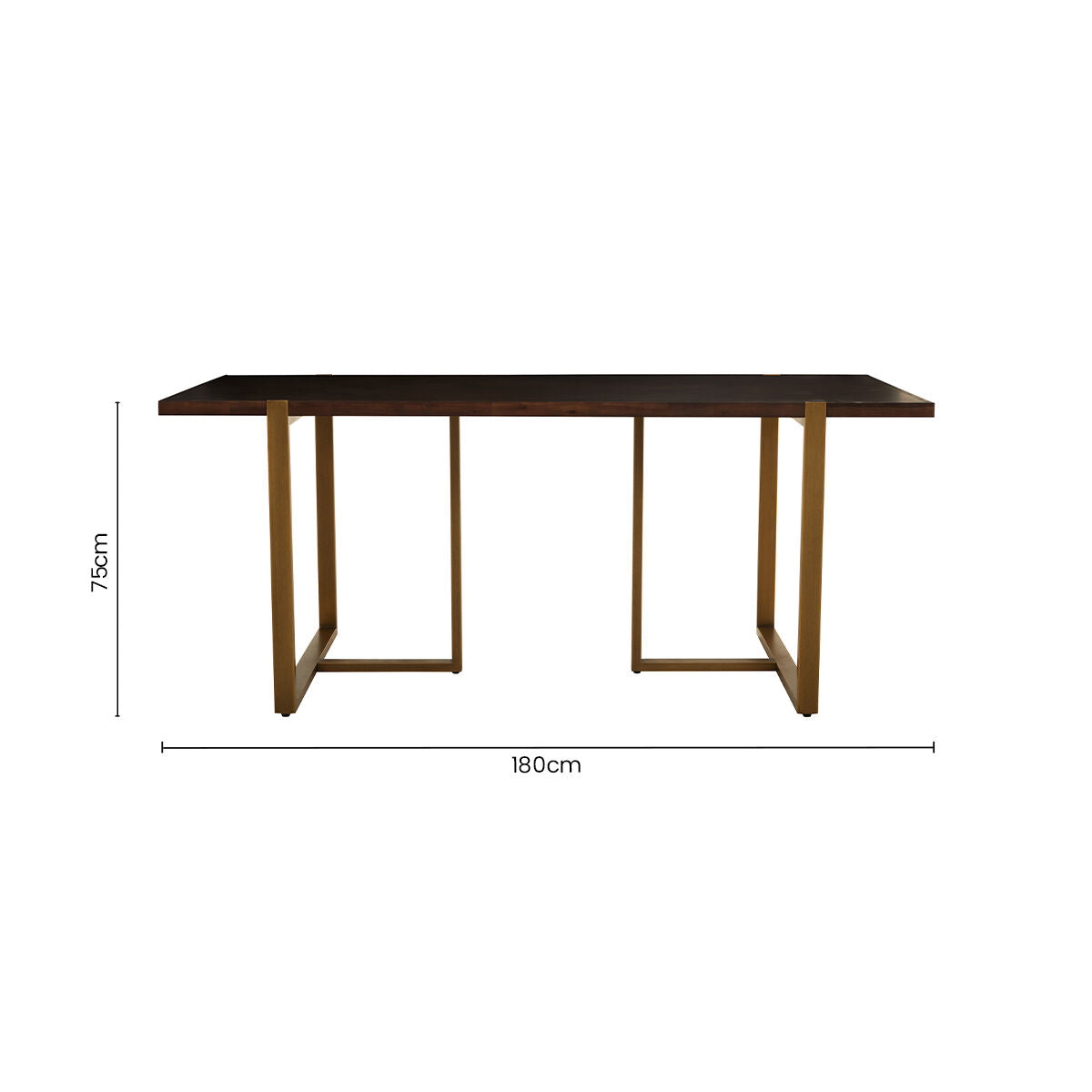 Grey Acacia Veneer Chevron Wood Rectangular Top Dining Table with Antique Brass Frame, Brando