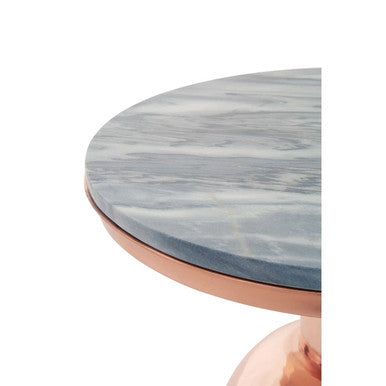 Amira Black Marble Top Copper Base Side Table.