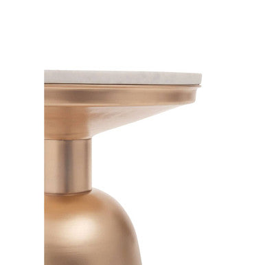 Amira White Marble Top Gold Base Side Table.