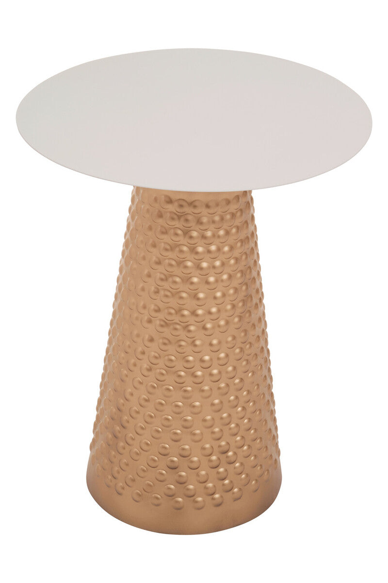 Amira White Top Gold Base Side Table