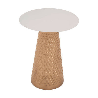 Amira White Top Gold Base Side Table