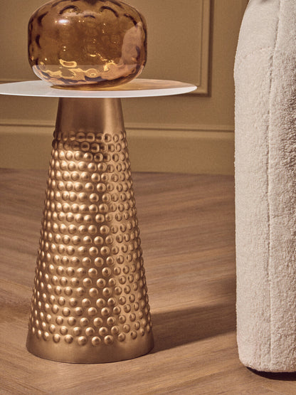 Amira White Top Gold Base Side Table