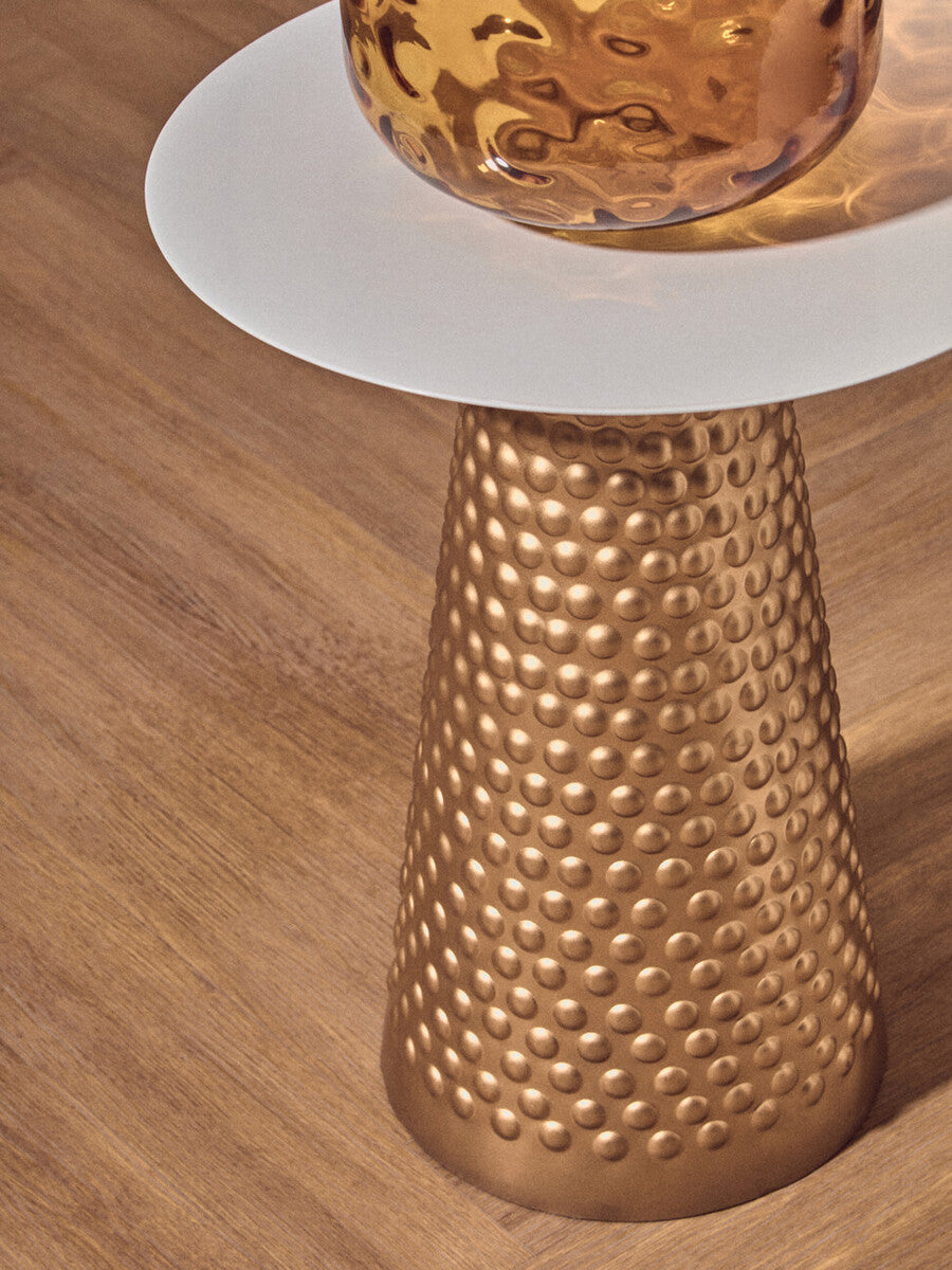 Amira White Top Gold Base Side Table