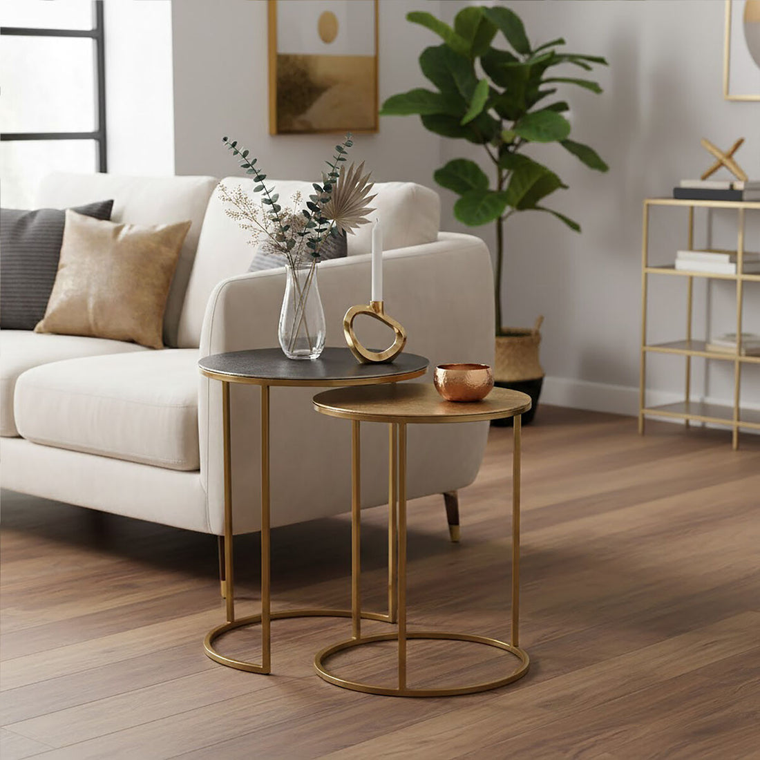 Amira Nest of Two Gold Tables - Image 3