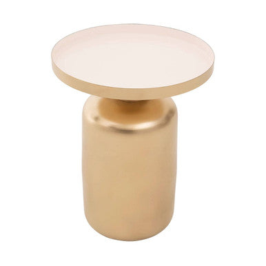 Amira Off White Enamel Top Matte Gold Base Side Table
