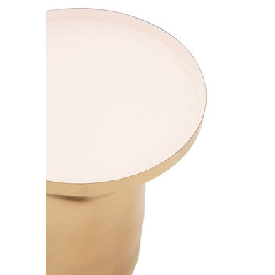 Amira Off White Enamel Top Matte Gold Base Side Table