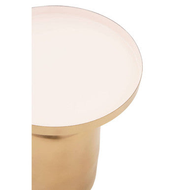 Amira Off White Enamel Top Matte Gold Base Side Table