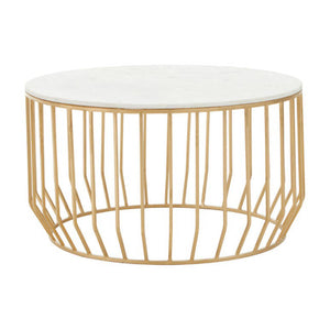 Pali White Marble and Gold Coffee Table