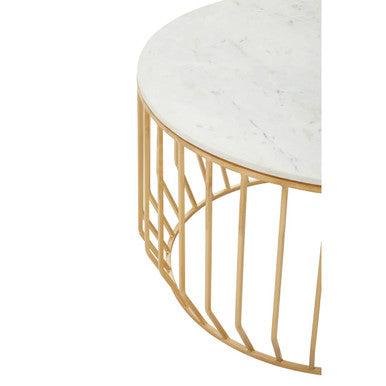 Pali White Marble And Gold Coffee Table.