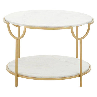 Pali Two Tier White and Gold Side Table