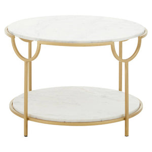Pali Two Tier White and Gold Side Table